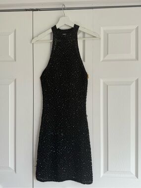 Mango Black Sparkle Halter Bodycon Dress